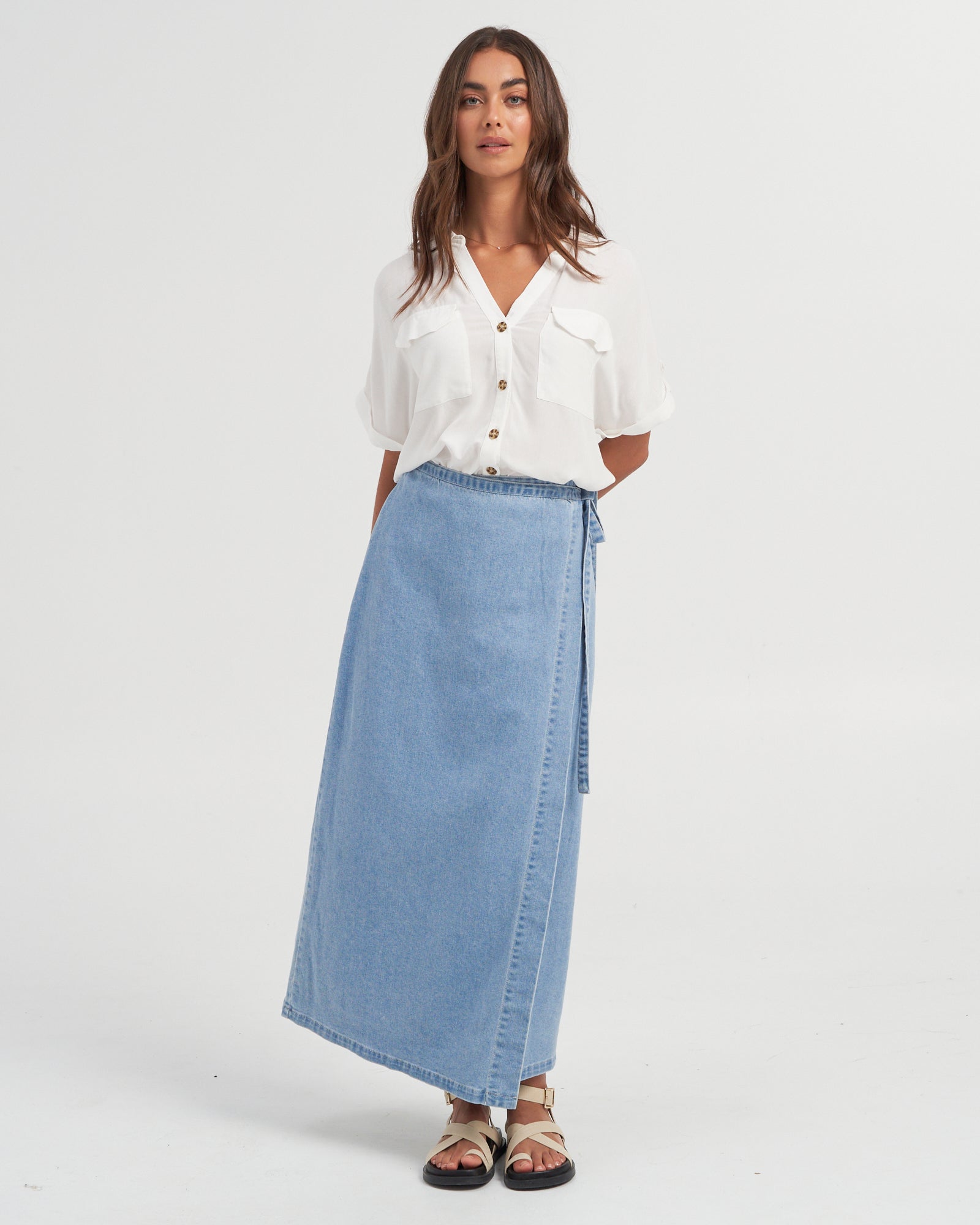 VMZINNIA DENIM MIDI SKIRT